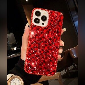 Luxury Red Crystal iPhone 16 Pro Max Case